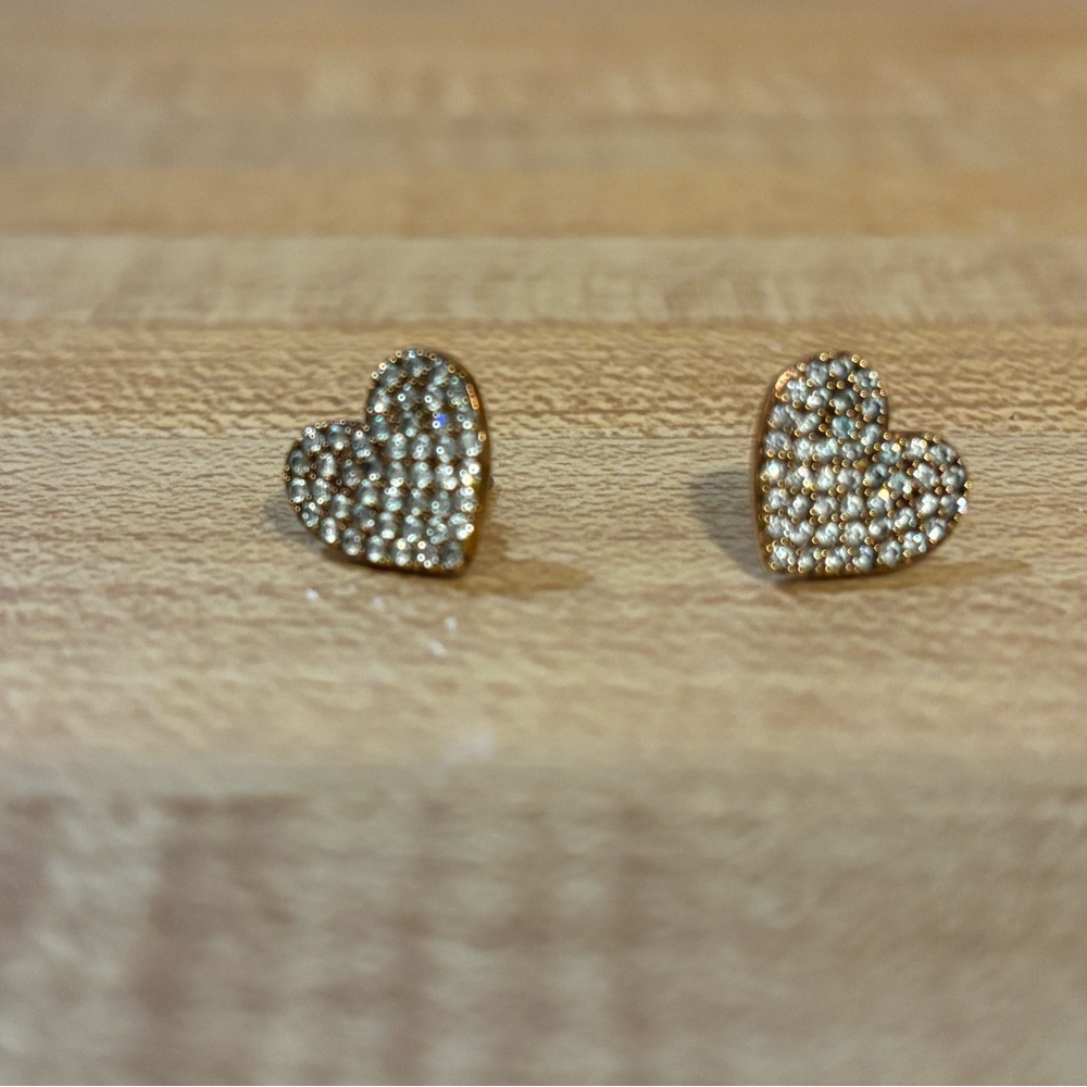 Kate Spade Rose Gold Heart Earrings Pave